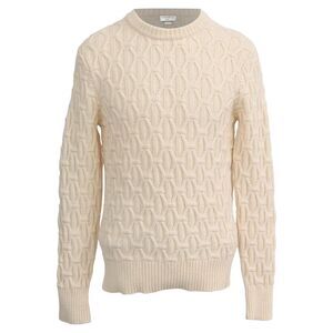 Sandro Cable-Knit Crewneck Sweater in Cream Wool